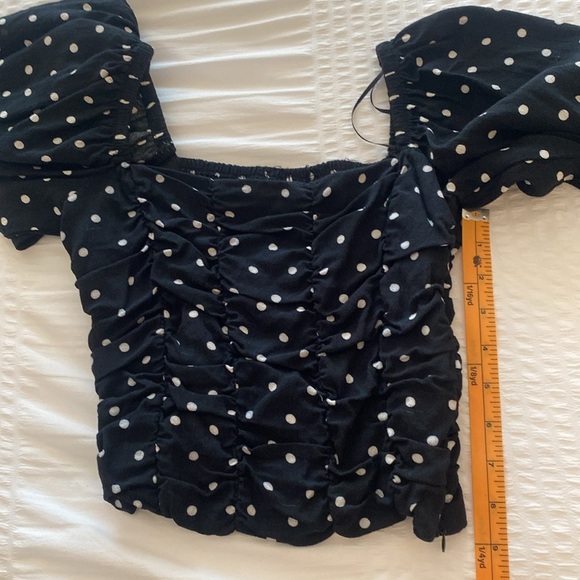 ZARA balloon sleeve black and white polka dot corset crop top size Small - Picture 12 of 14